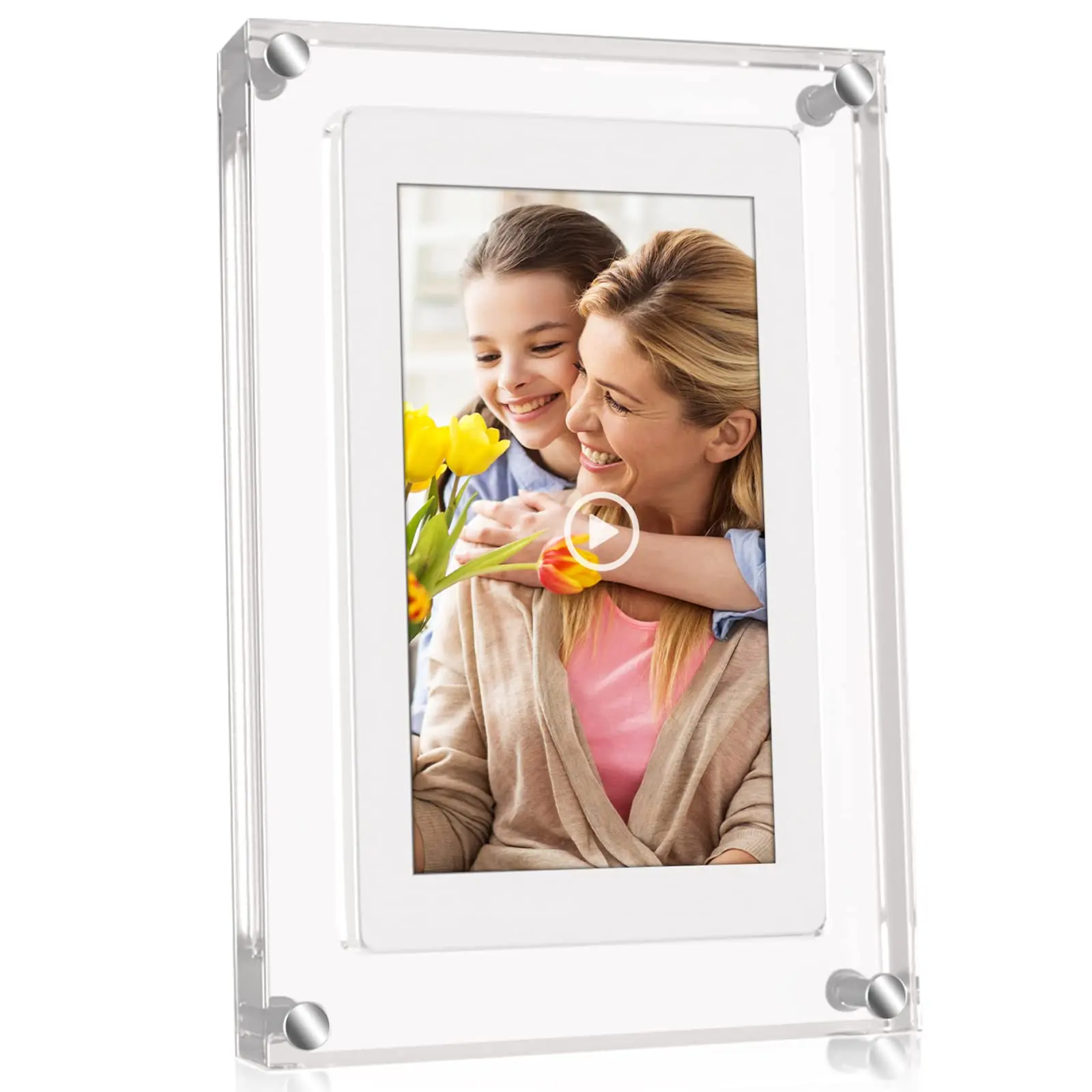 Digital Photo/Video Frame 5/7 Inch Acrylic Glass Vertical Display & IPS Screen with USB-C