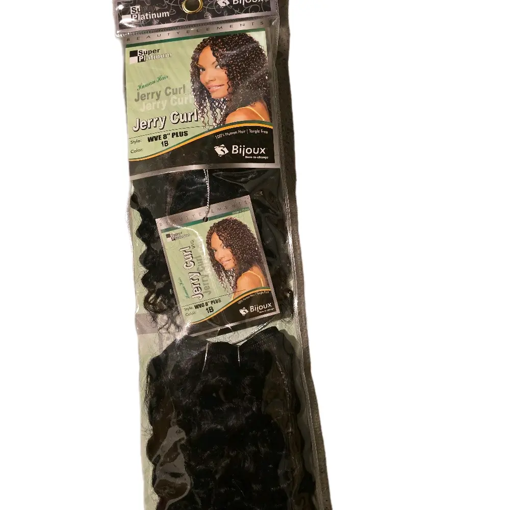 Bijoux Jerry Curl Hair Extensions - Black Color, 8 inches, 100% Human Hair, 1 Pack