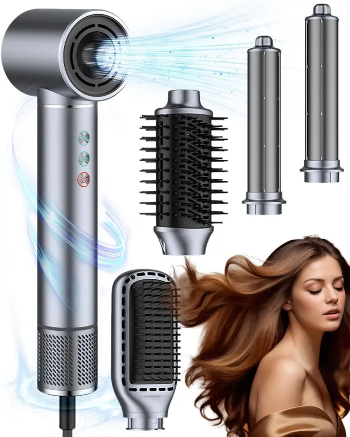 5-in-1 Hot Air Brush – Negative Ionic Blow Dryer Brush for Drying, Curling, Volumizing & Straightening