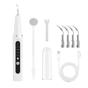 Plaque Remover for Teeth, Electric Tooth Cleaner Tartar Remover for Teeth with LED Light,5 Modes Rechargeable Teeth Cleaning Kit with Dental Tools, 5 Replaceable Heads (White)