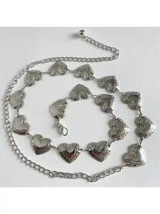 Retro women's belt women's metal heart chain belt fringe waist chain belt women's decorative metal body jewelry Design Belt