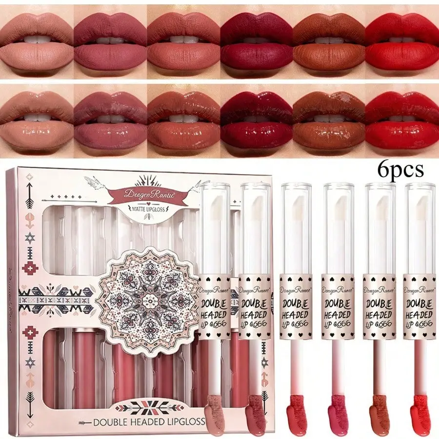 2 In 1 Lip Glaze stick Set Matte Lipstick Long Lasting Waterproof Non Stick Cup Lip Gloss Cosmetic Glossy Hydrating Lip Tint Moisturing Makeup DealsForYouDays