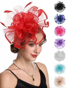 1pcs Women's Organza Church British Fascinator Bridal Tea Party Wedding Hat Summer