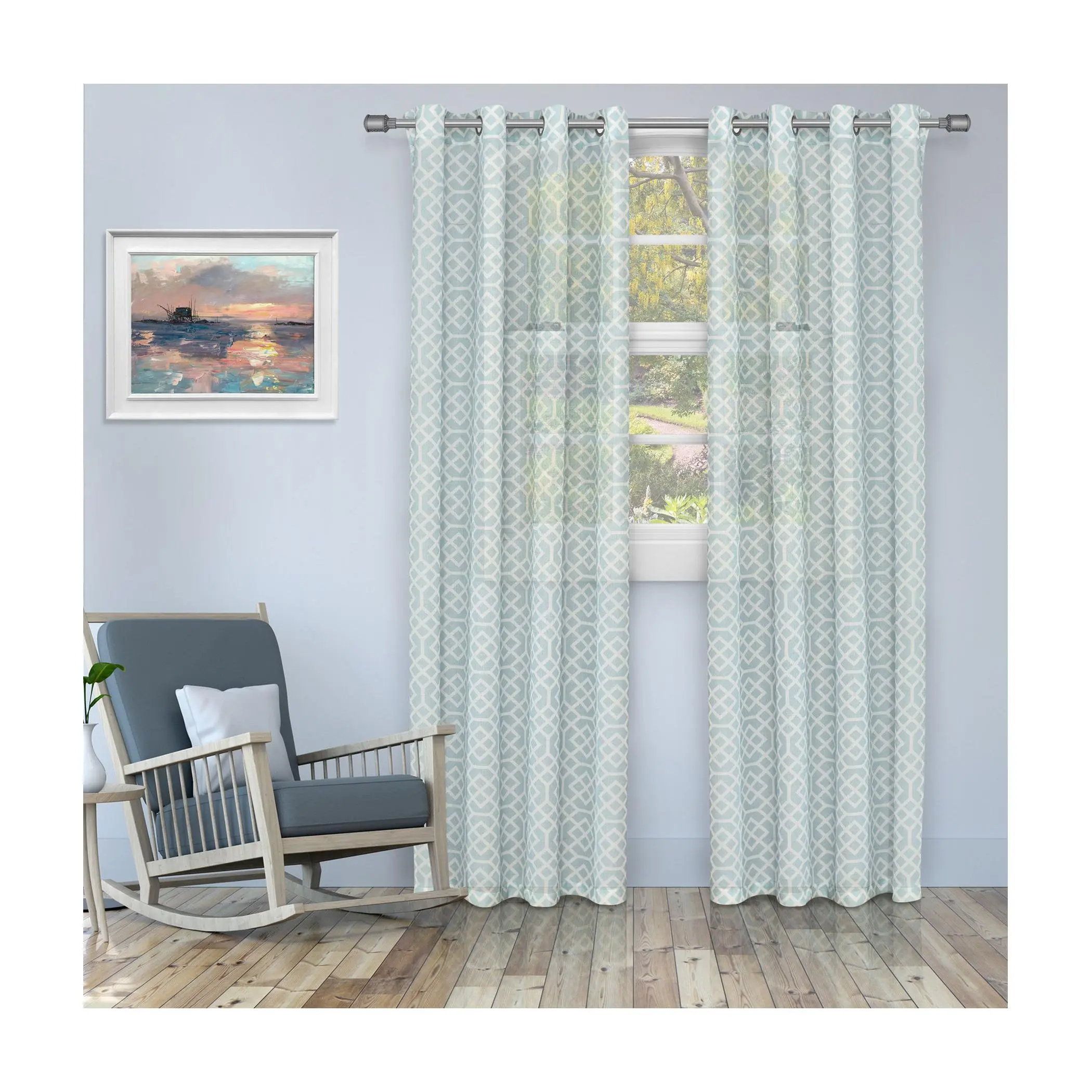 Superior Honeycomb Semi-Sheer Grommet Curtain Set 52 x 96