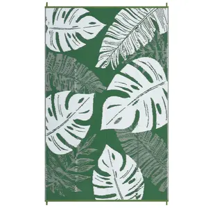 Waterproof Outdoor Rug Tropical Leaf Woven Patio Carpet Double-sided Plastic Straw Rug Large Size Modern Outdoor Rug for Balcony Patio Deck Beach RV