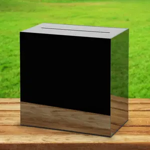 Black Acrylic Wedding Card Box, Large DIY Card Box Blank No Print for Wedding Reception, Graduation Party, Bridal Shower, Keepsake Party Favor, Cosmetic Home Decor