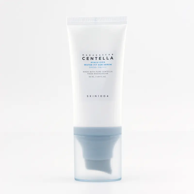 SKIN1004 Madagascar Centella Hyalu-Cica Waterproof Facial Sunscreen Serum SPF 50+ 50ml - Daily Facial Moisturizing Hydrator, Lightweight, Gentle for Sensitive Skin, UV Protection, Skin Repair