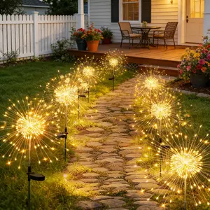 Solar Firework Light, Outdoor Solar Garden Decorative Lights 120 LED Powered 40 Copper Wires String DIY Landscape Light for Walkway Pathway Backyard Christmas Decoration Parties