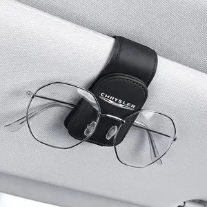 Car Sun Visor Holder Magnetic Leather Auto Glasses Storage Sunglasses Clip Interior Accessories For Chrysler 300c Pacifica Phev Voyager Sebring Aspen 200 Airflow PT Cruiser Town and Country Crossfire Concorde Car Organizers