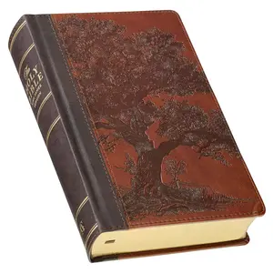 KJV Holy Bible, Giant Print Standard Size Red Letter Edition, Thumb Index Tabs & Ribbon Marker, King James Version, Vegan Leather, Brown, 14 pt. Type