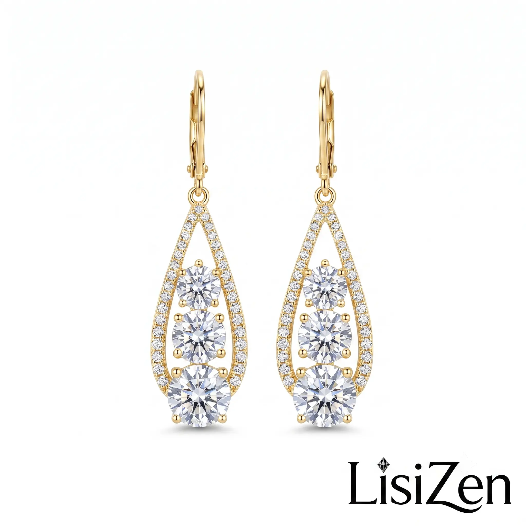 Long Dangle Drop Earrings for Women, Linear Style with Sparkling Cubic Zirconia, Elegant Lightweight Jewelry for Formal Evening Wear, Drop Style, Sparkling Finish, All Seasons