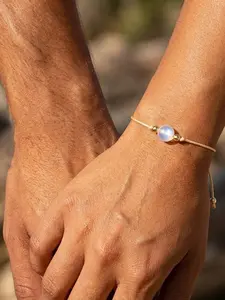 New Minimalist Style Handmade Braided Rope Bracelet, Unique Moonstone, Fashionable Adjustable Wristband, Trendy Accessory