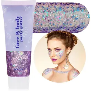 Face Body Glitter, Chunky Hair Glitter for Women,Self-Adhesive Holographic  Accessories Irish Parade Makeup,Spirit Day Wear,Alien Costume,Festival Rave Outfits