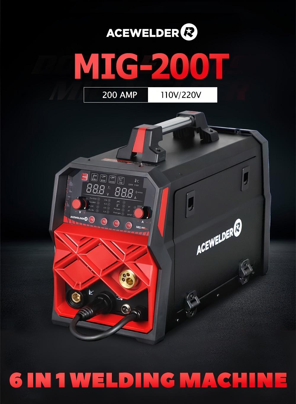 ACEWELDER MIG200T 6-in-1 Welder | 110V/220V Dual Voltage | Gas/Gasless MIG Lift TIG Stick Spot Aluminum Welder ACEWELDER MIG200T 6-in-1 Welder | 110V/220V Dual Voltage | Gas/Gasless MIG Lift TIG Stick Spot Aluminum Welder