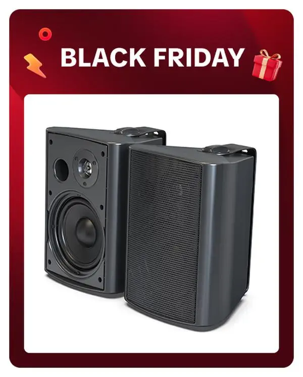 Herdio IP65 Waterproof Wall Mount Audio Stereo System - Active-Passive Bluetooth 5.0 Outdoor Speakers with AUX IN, Mobile Compatibility, ABS Build, Audio Braces (3.5in 200W, 4in 200W, 5.25in 300W, 6.5in 400W) Compact High-Output Design, Bluetooth Speakers