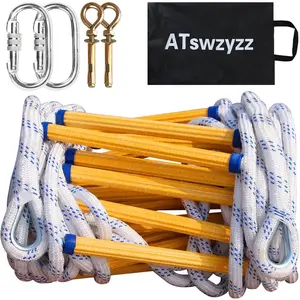 Emergency Fire Escape Ladder, Flame Resistant Safety Rope Ladder with Hooks, Multiple Sizes 10FT/13FT/16FT/26FT/32FT/49FT, Fast to Deploy Easy to Store, Withstand up to 2000 Pounds (10FT)