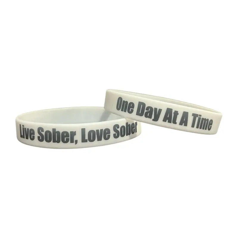 Live Sober, Love Sober - 1 Day at a Time Slogan Silicone Strap Wearable Costume Fashion Accessory Bracelets & Bangles