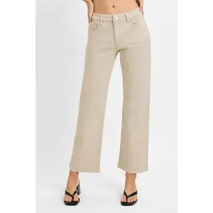 RISEN Full Size Tummy Control Mid Rise Ankle Straight Jeans Plus Size