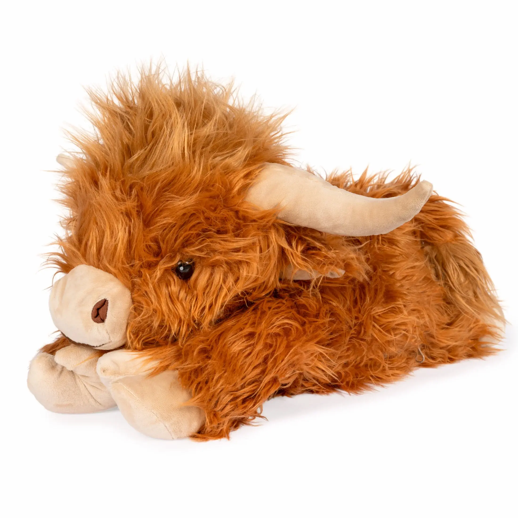 Laying Highland Cow SnugglePal | Removable Insert | Heatable & Coolable | 4.5lbs | 20" Length | Includes Burlap Bag