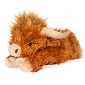 Laying Highland Cow SnugglePal | Removable Insert | Heatable & Coolable | 4.5lbs | 20" Length | Includes Burlap Bag