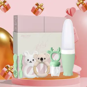 MomMed Baby Feeding Essentials Set, Food Feeder, Silicone Teething, Nursing & Feeding Tools for Babies 3-12 Months - BPA-Free, Soft Textured Ring Silicone Teether, Chewable Infant Toys pacifier