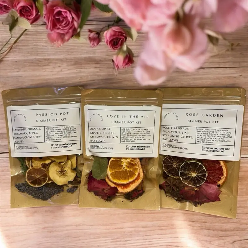 Spring Simmer Pot Collection - Passion Pot Love in the Air Rose Garden Kits with Lavender Orange Rosemary Apple Cloves Bay Leaves Handcrafted All Natural Ingredients