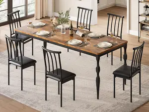 Rectangular Dining Table for 8, 78.8 Inch Rustic Farmhouse Kitchen Table with Large Tabletop, Long Wooden Dining Room Table with Heavy Duty Legs, Dinette and Dinner Desk for Party, Big Family