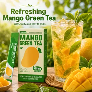 Onismile Mango Green Tea Drink Mix, 128mg Natural Caffeine, Zero Sugar, Low Calorie, Vegan Friendly, 10 Stick Packets