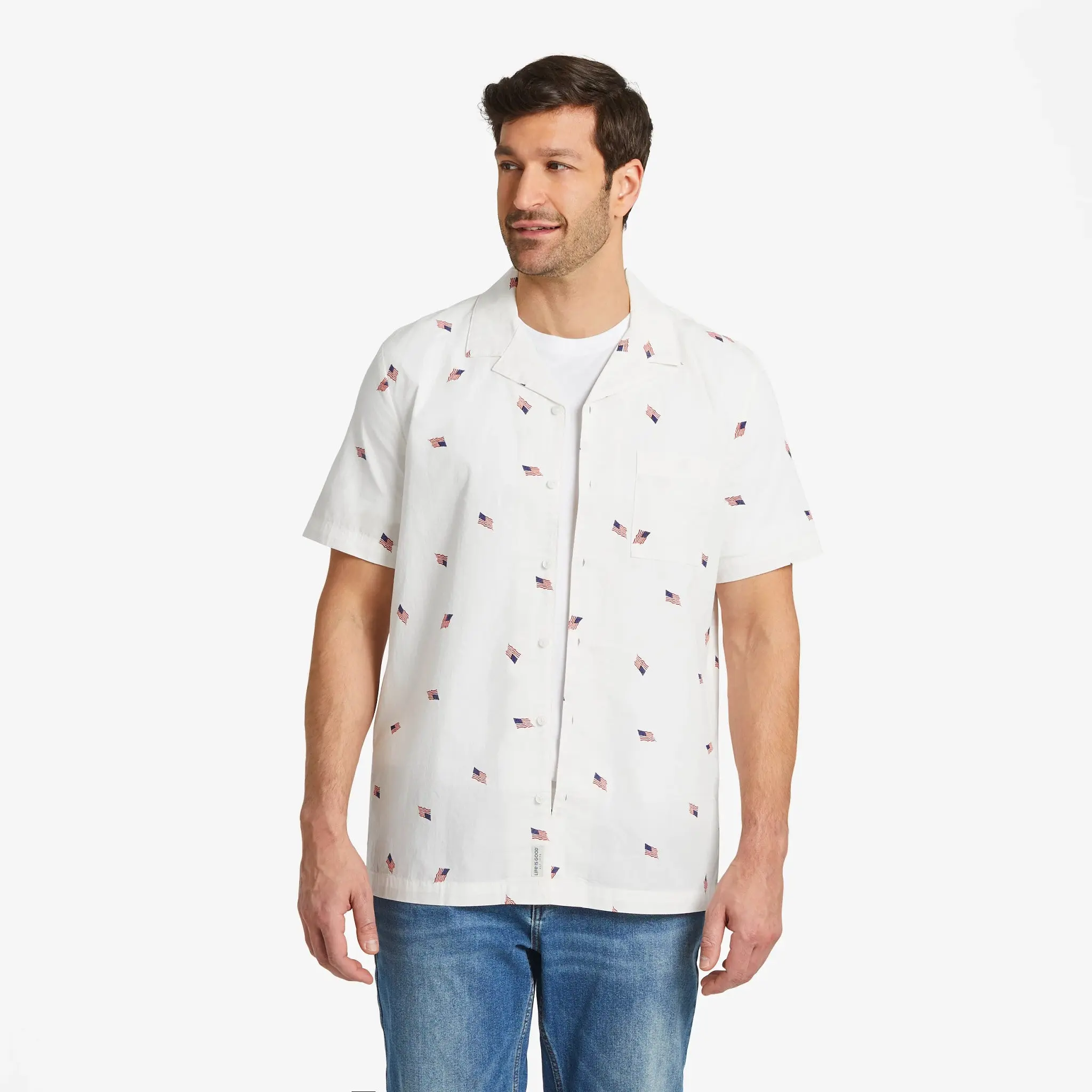 Men's Flag Pattern Camp Shirt