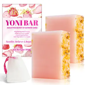 Ikzee Strawberry Scented Soap 100g, Ph Balanced Formula, Rich Foam, Includes Bubble Net, Gentle Cleansing for Women, Feminine Hygiene Product, 1 Box