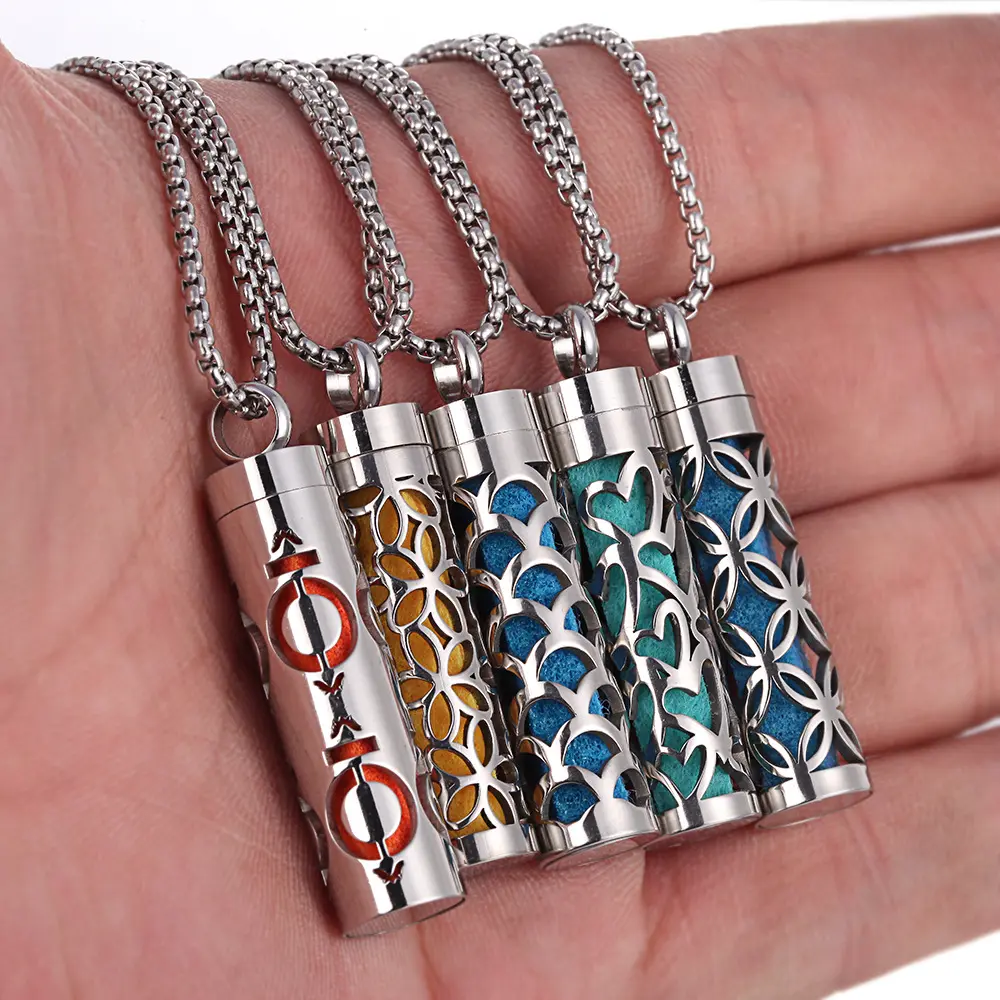 Anxiety Scent Necklace Essential Oil Pendant Necklace - Stainless Steel Design for Stress Relief Aromatherapy Wellness