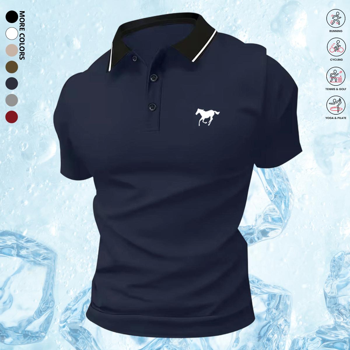 Business Casual Men's Polo Shirt, Classic Solid Shortsleeve Top, Comfortable Button-Up Menswear, Button-Up Fabric