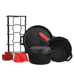 MegaChef 12-Piece Round PreSeasoned Cast Iron C ookware Set MegaChef 12-Piece Round PreSeasoned Cast Iron C ookware Set