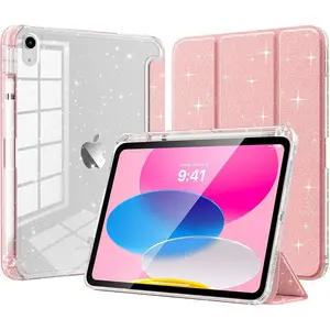 Glitter iPad Case for iPad 11th Gen (2025) 11” & iPad 10th Gen (2022) 10.9” | Clear Shiny Back, Pencil Holder, Auto Wake/Sleep Mothers Day Gifts for Mom Grandma - Birthday Day Gifts for Women