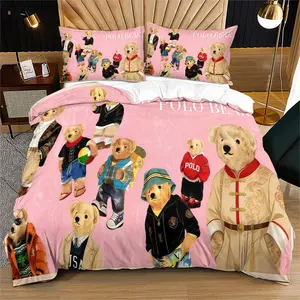 Bear Pattern Duvet Cover Set, Soft And Durable Bedding Set, Contains 1 Duvet Cover And 1 Or 2 Pillowcases, Suitable For Children And Adults Daily Holiday Birthday Gifts Bedroom Decorationsdecorations