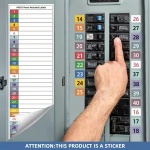 Circuit breaker label set, including handwritten electrical panel sticker for marking panel, suitable for distribution box, switch cabinet and electrical protective cover-compatible with single/three-phase system-easy-to-use label system.