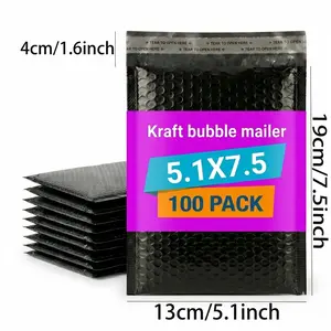 50/100 Pack Kraft Bubble Mailers 5.1x7.5 Inch, Heavy Duty Self-Seal Padded Envelopes, Shockproof Tear-Resistant Shipping Bags with Cushioned Protection for Secure Item Mailing