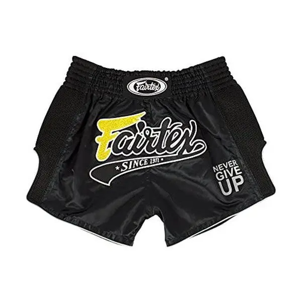 Fairtex BS1708 Black Slim-Cut Premium Athletic Muay Thai Boxing Shorts - Durable Training Designs, Embroidery, Durability