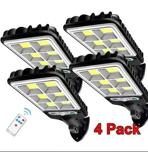 4 solar outdoor lights, 72 COB LED motion sensor floodlights, with 3 selectable lighting modes, easy to install, suitable for garden, patio, doorstep, and garage floodlighting
