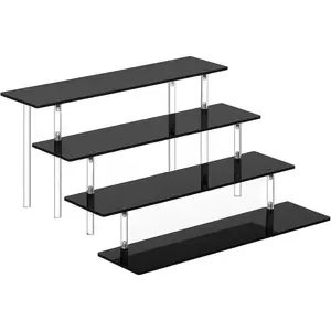 4 Tier Perfume Organizer Stand, Acrylic Risers Display Stands, Display Risers, Perfume Shelf Dessert Display for Party, Figure Stand Funko POP Shelves, Black Cupcake Stand Holder HENABLE