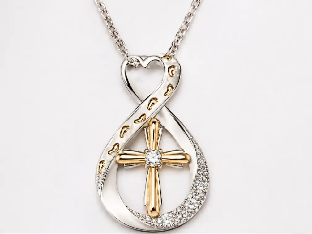 Two-Tone Diamond Cross Necklace - Faith Meets Luxury