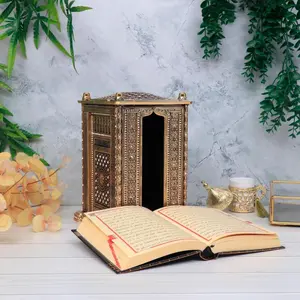 VHD Quran Gift Set with Kaaba Replica - Beautifully Designed Islamic Storage Box for Quran or Books, Perfect Gift for Eid or Special Occasions Decor Religious Ornaments