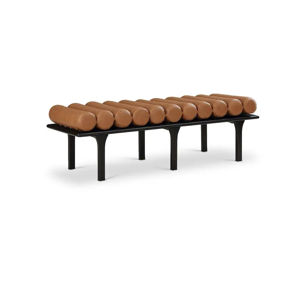 Landon Cognac Vegan Leather Bench