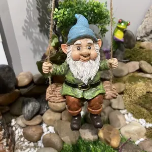 Creative Swing Dwarf Figurine, Handmade Resin Craft, Fashionable Garden Decoration, Outdoor Decor Statue, Yard Ornament