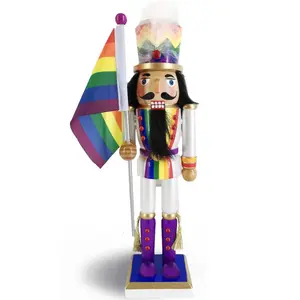 Soldier Pride Nutcracker with Rainbow Pride Flag 12 inch