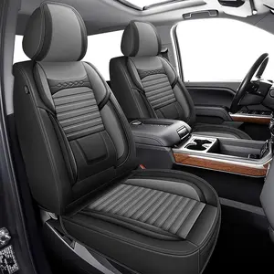Seat Covers Fit for Chevy Silverado GMC Sierra 1500 2500HD 3500HD Trail Boss Z71 2007-2026, Full Set Leather Truck Seat Covers Crew Double Extended Cab, Waterproof Breathable Anti-Scratch Stain Resistant All Weather Custom Fit Pickup Interior Accessories
