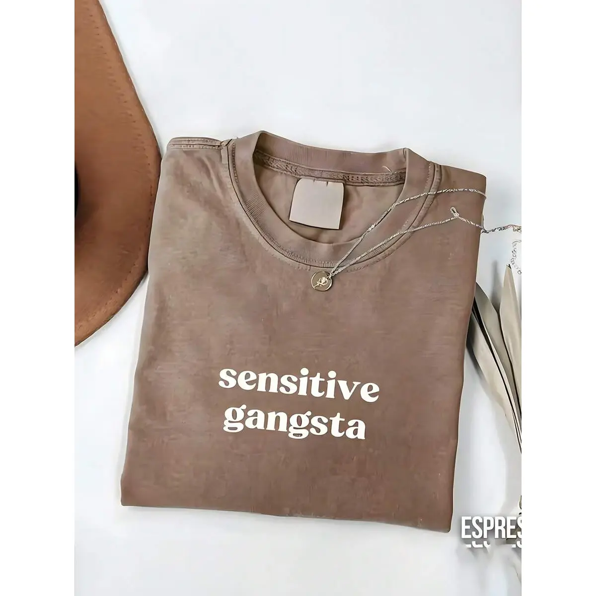 Men's Casual Short-Sleeve Classic Stylish Graphic T-Shirt - Sensitive Gangsta Quote Print ("God Forbid I'm a Sensitive Gangster"), Soft Fabric, Sport Layer Gift Pairing with "I'm a Mommy Mamacita" Design for Matching Jeans Outfits
