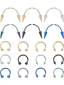 18PCS Piercing Mouth Jewelry 16GPink Silver Gold Black Rainbow Blue VampireFang Teeth Cute Jewelry Piercing