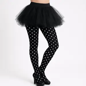 Opaque Sheer Polka Dot Pantyhose Black White Stylish Contrast Designs for All Day Wear Comfortable Stretch Fabric Reinforced Waistband