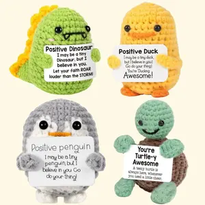 【New Year Gift】Mini Funny Positive Crochet Animals Gifts, Emotional Cheer Support Inspirational Gift for Women Men Friends Coworkers, Cute Turtle Duck Penguin Dinosaur Handmade Knitted Animal Doll for Decoration